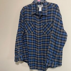 Haband Men's Casual Blue and Black Plaid Shirt~ Size‎ XL~ Quantity and Comfort